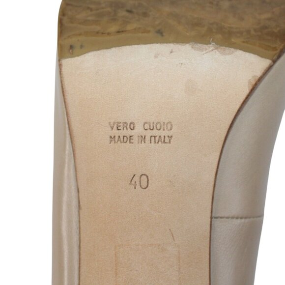 Taryn Rose Womens Sz 9 Beige Floral Embellishment Block Heel Pumps Open Toe - Picture 10 of 11